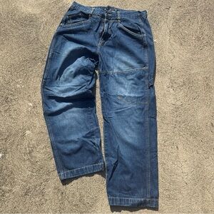 Karl Kani Carpenter Jeans 36x30 Dark Blue Baggy Distressed Y2K Denim